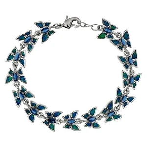 Bracciale Tennis Farfalla 3CT Zaffiro Trattato e Opale Argento Sterling 925 OX5 - Foto 1 di 2