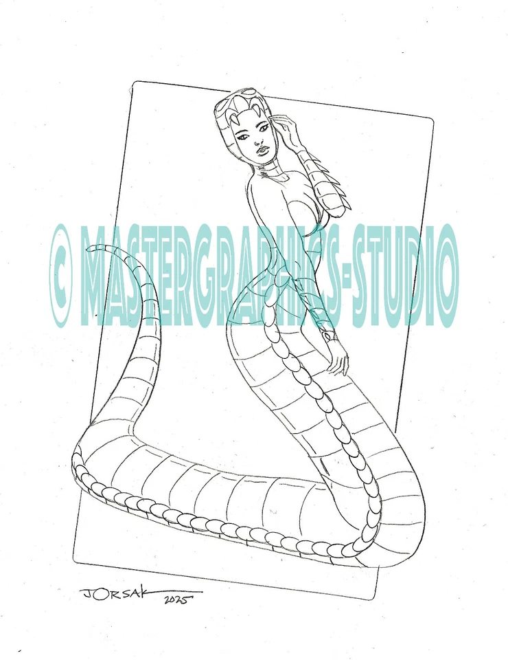 Sexy STEAMPUNK LAMIA Original Fantasía Pin-up Arte por JOE ORSAK Foto 1 de 1