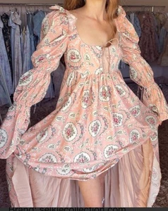 Vestido Anthropologie Selkie Manga Abullonada Rapunzel Jardín Fiesta del Té Rosa Talla XXL - Imagen 1 de 16