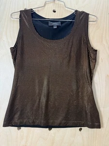 Canotta blusa senza maniche ST JOHN esclusiva per Nordstrom nera e oro taglia M - Foto 1 di 11