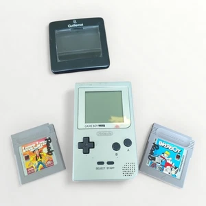 Nintendo Game Boy Pocket Silber Paket | 2 Spiele: Lucky Luke, Paperboy | + Licht - Bild 1 von 13