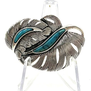 Broche/pin de plumas de piedra firmadas "CP" de plata de ley .925. Lote.65 - Imagen 1 de 9