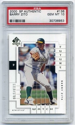 Tarjeta de novato Barry Zito #155 SP 2000 RC PSA 10 gemas como nueva Oakland A's Foto 1 de 2