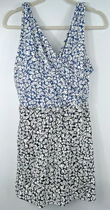 Vestido de baño Lands End de una pieza 16W azul negro envolvente sintético modesto cómodo - Imagen 1 de 10