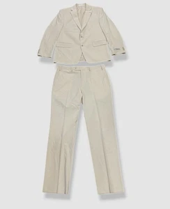 Perry Ellis Men's Beige Solid Modern Fit 2-Piece Jacket Pants Suit Size 38S - Picture 1 of 6