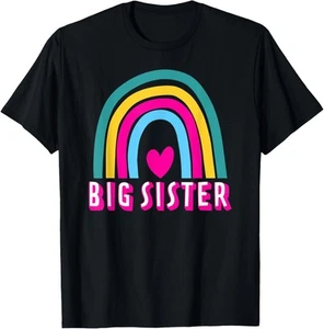 Family Big Girl Daughter Of Mama And Dad Rainbow Big Sister T-Shirt Hoodie - Picture 1 of 12