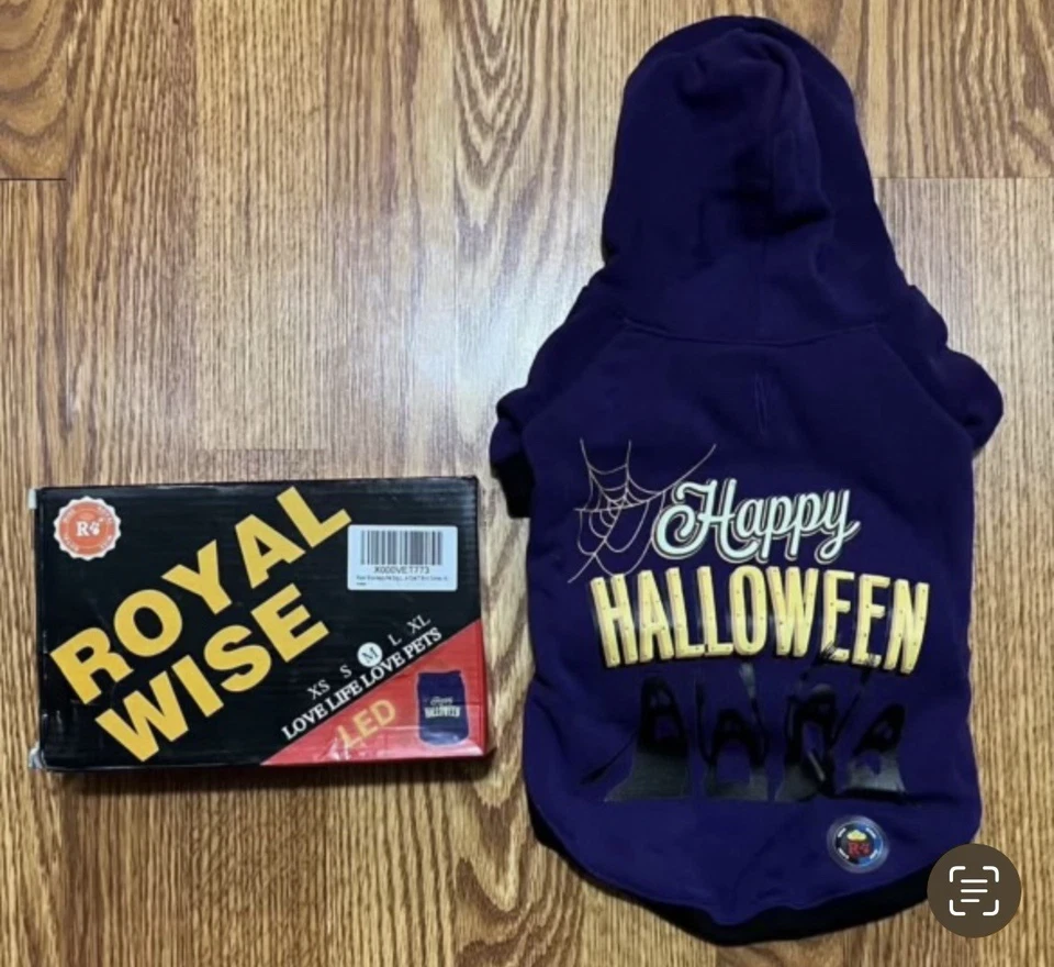 Suéter con Capucha Royal Wise LED Iluminado Mascota Perro Feliz Halloween Púrpura Talla M Foto 1 de 1
