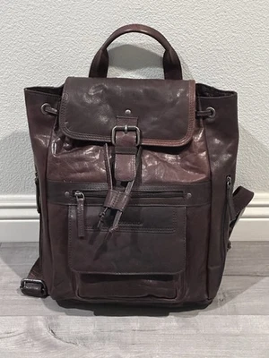 Nueva Mochila Jack Georges Cuero Marrón 13”x14” Picos y Gorrión Foto 1 de 4