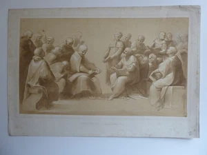 Gravure Eau Forte Raphael par Leroy - Etude La Dispute du Saint Sacrement - Picture 1 of 4
