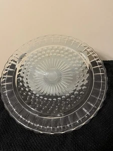 Federal Glass Sunflower Starburst Hobnail Bubble Vintage 11 1/4" Cake Plate - Picture 1 of 7