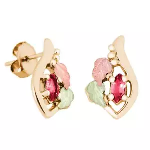 Marquise Genuine Ruby Black Hills Gold Earrings - Picture 1 of 1
