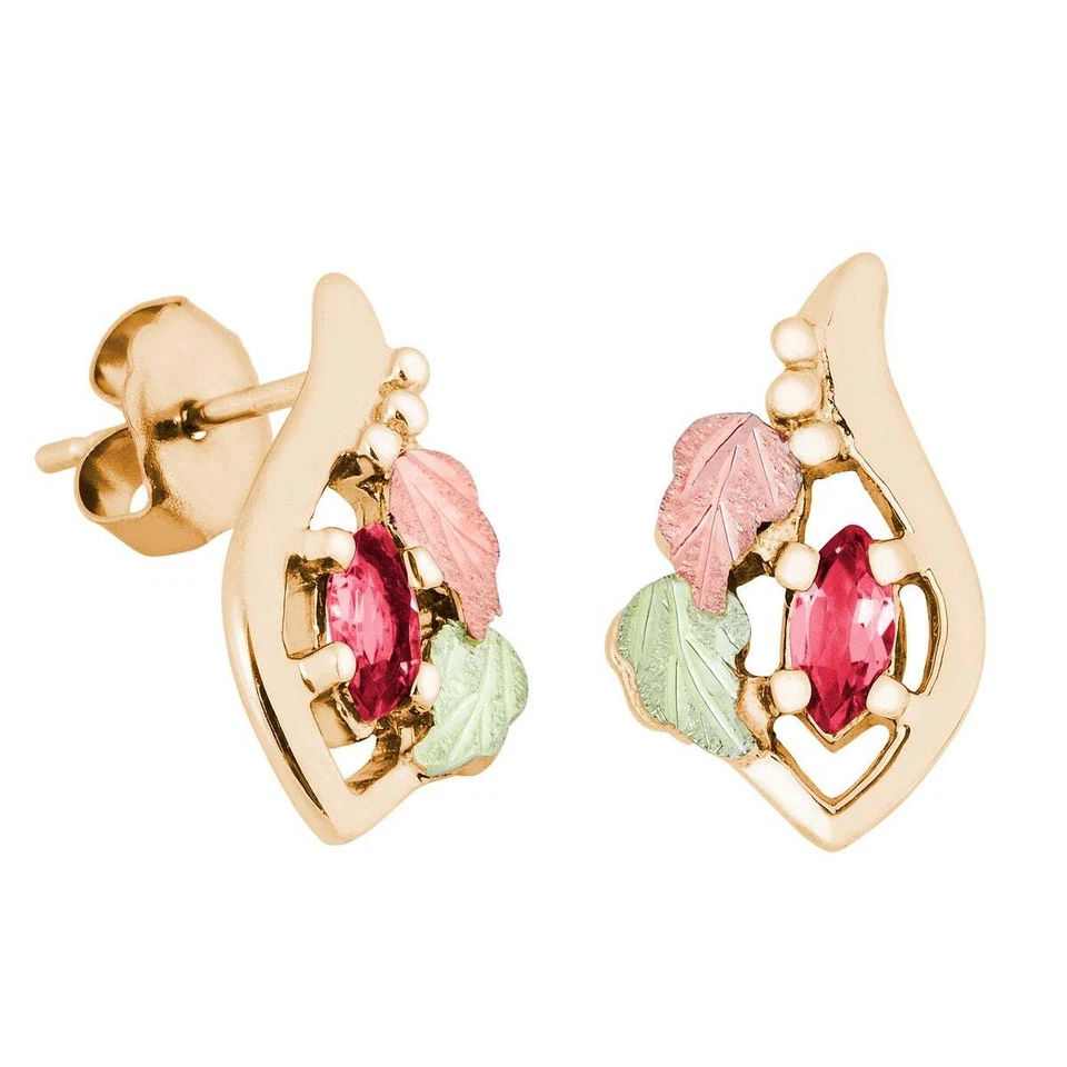 Marquise Genuine Ruby Black Hills Gold Earrings - Image 1 of 1