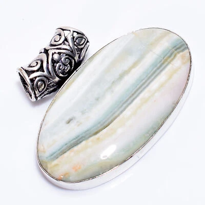 Serpentine Gemstone Fashion Jewelry 925 Sterling Silver Pendant 1.6" ARP-2688 Foto 1 de 3