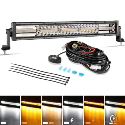 Barra de luz LED Auxbeam 22 pulgadas ámbar blanco barra de luz estroboscópica para Toyota Tacoma Foto 1 de 4