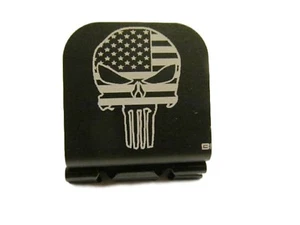 American Flag Skull Laser Etched Aluminum Hat Clip Brim-it - Picture 1 of 8
