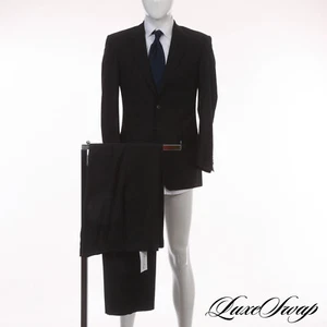 NWOT Paul Smith Made in Italy Black 2B 1V FF Dotted Beaded Pinstripe Suit 40 NR - Picture 1 of 11