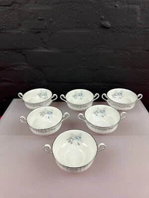 6 x Paragon Morning Rose Soup Coupes Handled Soup Bowls Set - Image 1 of 4