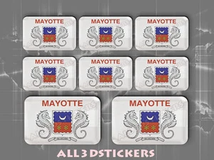8 x Autocollant Résine 3D Relief Drapeau Mayotte - Adhésif - Imagen 1 de 1
