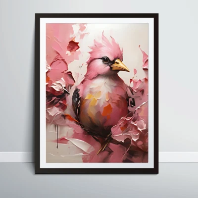Pájaros - Rosa - Animal - Arte de pared digital Póster Decoración Foto 1 de 2