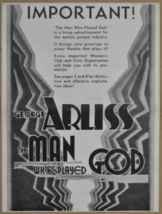The Man Who Played God 1932 GENUINE 9X13 UNCUT VF+ PRESSBOOK GEORGE ARLISS - Picture 1 of 6