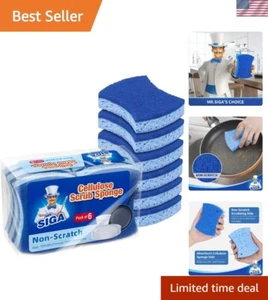 12-Pack Non-Scratch Cellulose Scrub Sponges - Dual-Sided for Effortless Cleaning - Picture 1 of 8