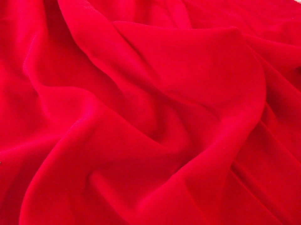 Luxury 100% Cotton Velvet Velour Fabric Material - RED - Image 1 of 1