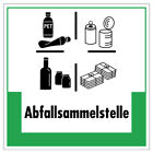 Aufkleber Abfallkennzeichnung "Abfallsammelstelle" Schild Folie, grün | 5-40cm