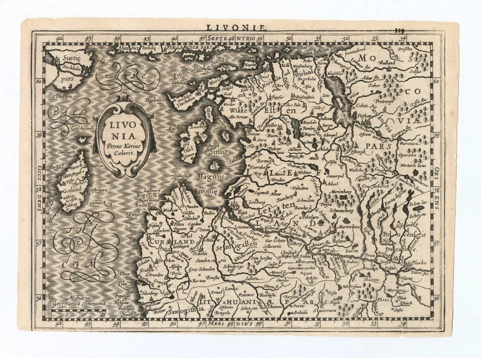 Antique Map "Livonia Petrus Kaerius Caelavit" (Estonia-Latvia) V. Den Keere,1630 - Image 1 of 3
