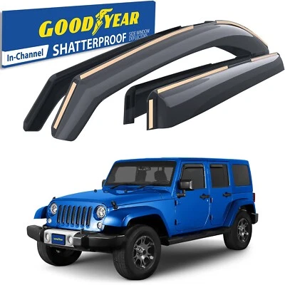 Sun Rain Visors Wind Rain Guards for 2007-2018 Jeep Wrangler JK SHATTERPROOF - Image 1 of 4