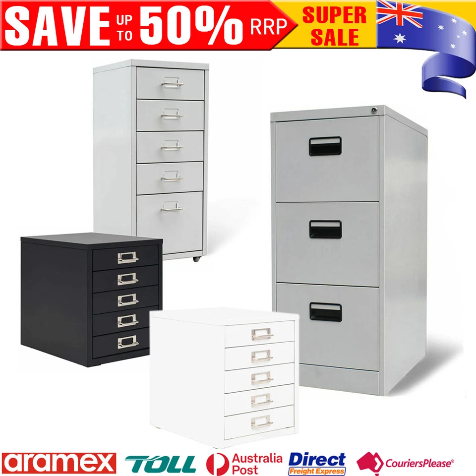 Filing Pedestal Cabinet File Office 3/5 Drawer Metal Under Desk Storage Unit New - image 1 of 1