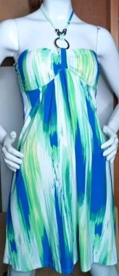 Vestido sin tirantes a rayas talla M CRISTINA LOVE azul/gr/blanco para mujer Foto 1 de 4