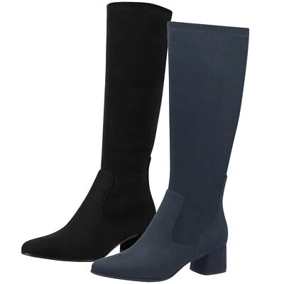 MARCO TOZZI Damen Stiefel aus weichem Textil mit kleinem Blockabsatz 2-25524-43