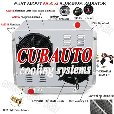 3 Rows Radiator Shroud Fan Relay For 1966-1979 1978 Ford F100 F150 F250 F350 V8 - Image 1 of 4