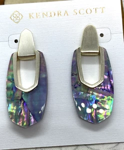 Kendra Scott Kailyn earrings Lilac Abalone Gold Tone - Picture 1 of 12