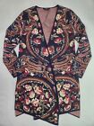 Vertigo Women Size Medium Floral Cardigan Sweater Long Navy Berry Style VT35057