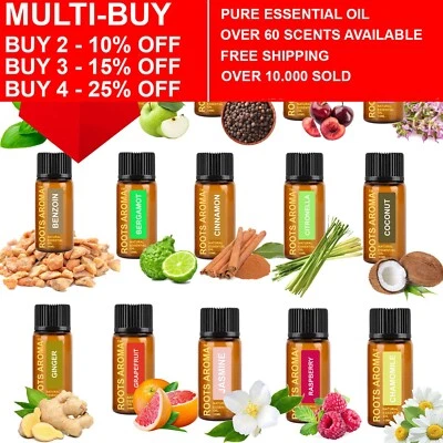 ROOTS AROMA Essential Oils 10ML Aromatherapy Pure Oil Fragrances Scents Diffuser Burner UK