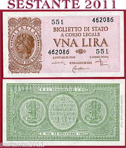 ITALIA ITALY - 1 Lira LUOGOTENENZA 1944 Sign DI CRISTINA - P 29c - FDS / UNC - Imagen 1 de 1