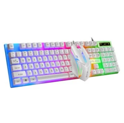 Rainbow Backlit Wired Keyboard and Mouse,Floating Keycap Strong, Wear-resistant - Image 1 of 4