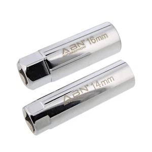 ABN 3/8 IN Dr 14mm 16mm Metric Spark Plug Socket Set Thin Wall 12 Pt with Clips - Picture 1 of 7