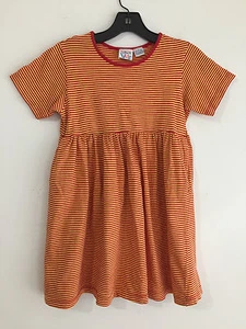 Talbots Kids Cotton Knit Dress Orange & Red Stripes Little Girls Size L - Picture 1 of 12