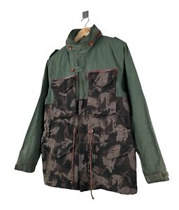 Mens MARSHALL ARTIST Camouflage Field Jacket Hooded Green Size M