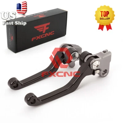 Palancas de embrague de freno de suciedad CNC pivotantes para Kawasaki KX250 05-08 KX125 06-08 negro Foto 1 de 4