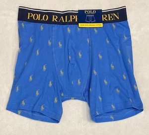 Polo Ralph Lauren Men's Organic Stretch Cotton Boxer Briefs Blue/Gold Size M - Picture 1 of 2