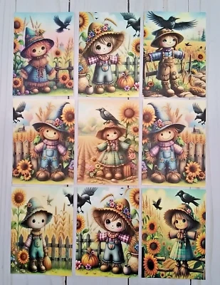 9 Espantapájaros de Otoño~Hechos a Mano~Tarjetas de Diario~Libros de Recortes~Diarios Basura~Artesanías Foto 1 de 3