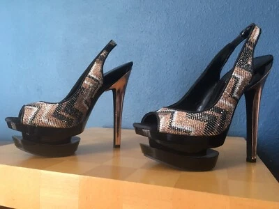 Salto traseiro Jessica Simpson Cinna plataforma aberta peep toe stiletto estilingue 8.5 8 1/2 - Imagem 1 de 4