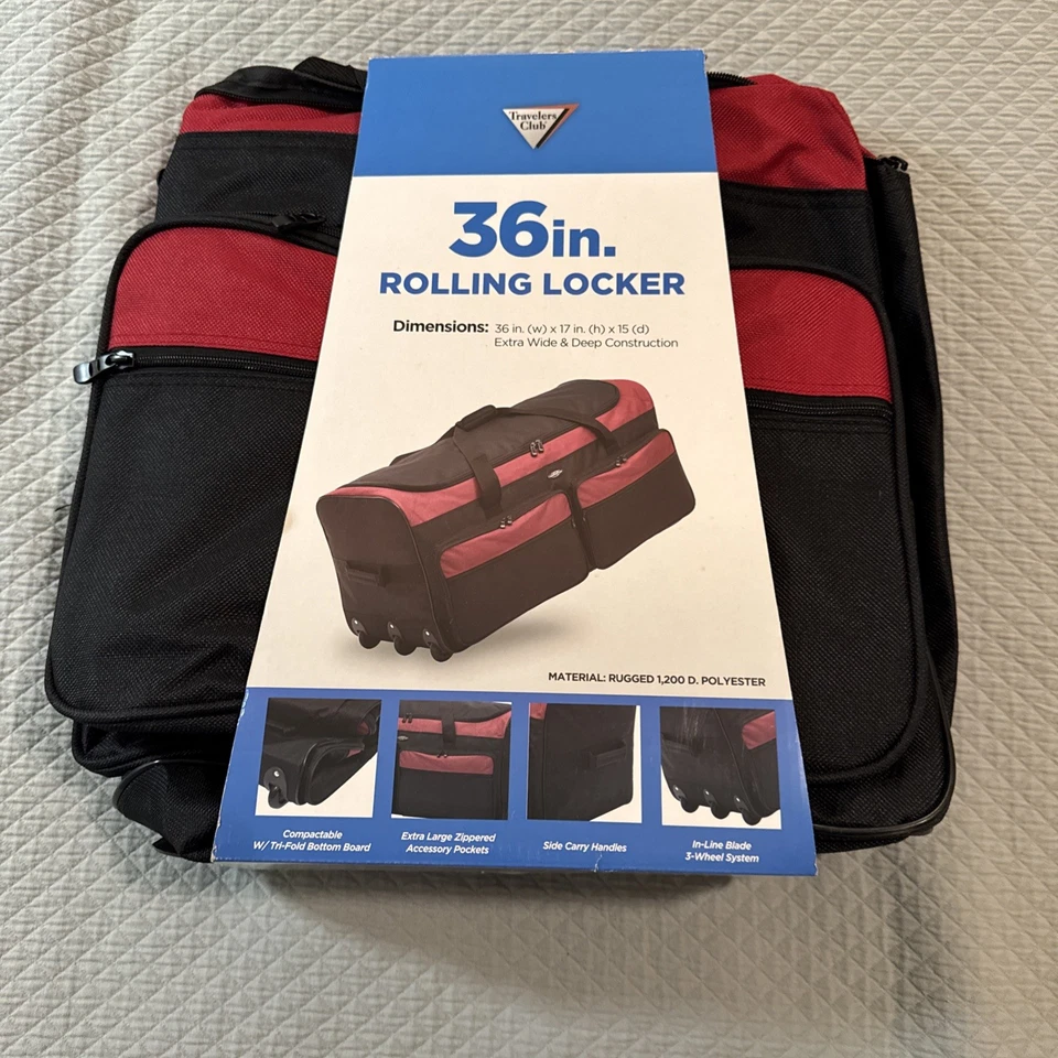 NWT  Travelers Club 36inch Rolling Locker Red Travel Duffel Extra Wide  - Image 1 of 4