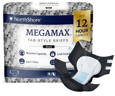 NORTHSHORE ADULT DIAPERS NorthShore MEGAMAX BLACK Windeln - S | M | L | XL - in schwarz