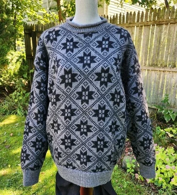 Suéter de esquí nórdico de lana pura GAP vintage años 90 vacaciones de invierno gris y negro XL USADO EN EXCELENTE ESTADO Foto 1 de 4