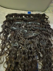 22" Water Wave Clip In Hair - 100% Human Hair 8 Pcs - Picture 1 of 8