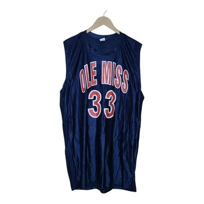 复古 Wilson Ole Miss Rebels 篮球球衣 33 号男式 46 码蓝色 — 第 1/4 张图片